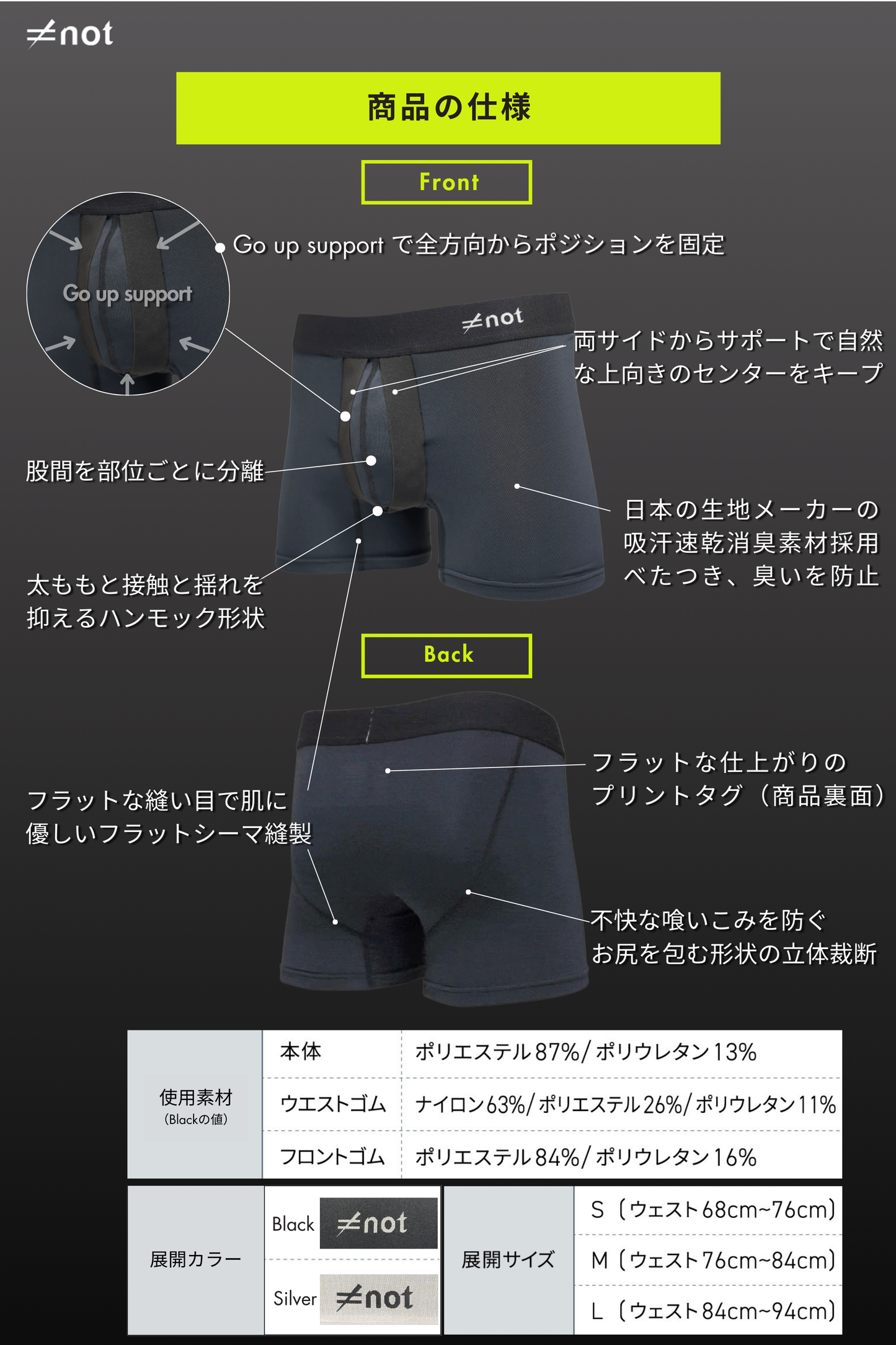 完全分離型スポーツ用ボクサーパンツ　≠not Active Underwear FA BOXER BRIEF