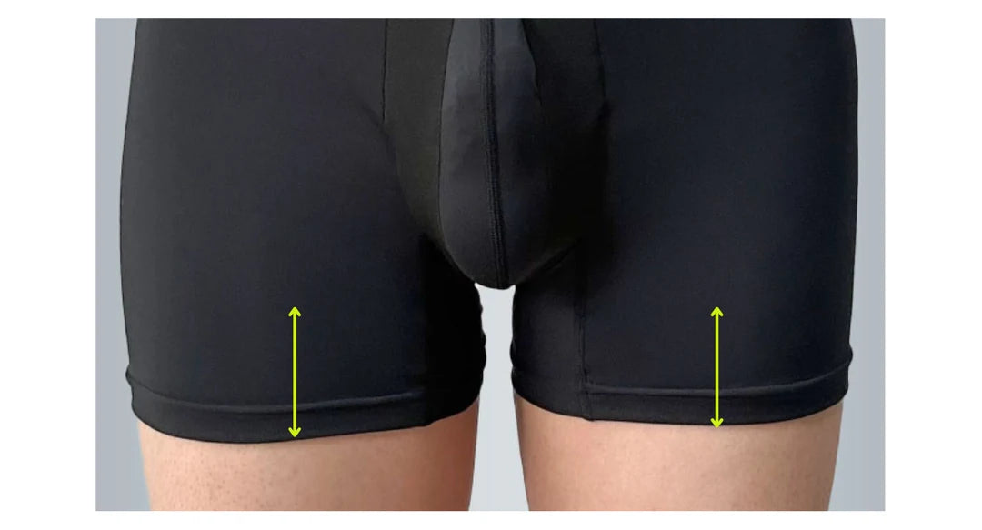 太ももを覆うやや長めの丈で股ずれを防ぐFA BOXER BRIEFの着用イメージ